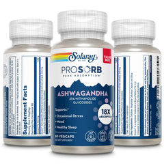 Solaray Ashwagandha vegetarian capsules front view.