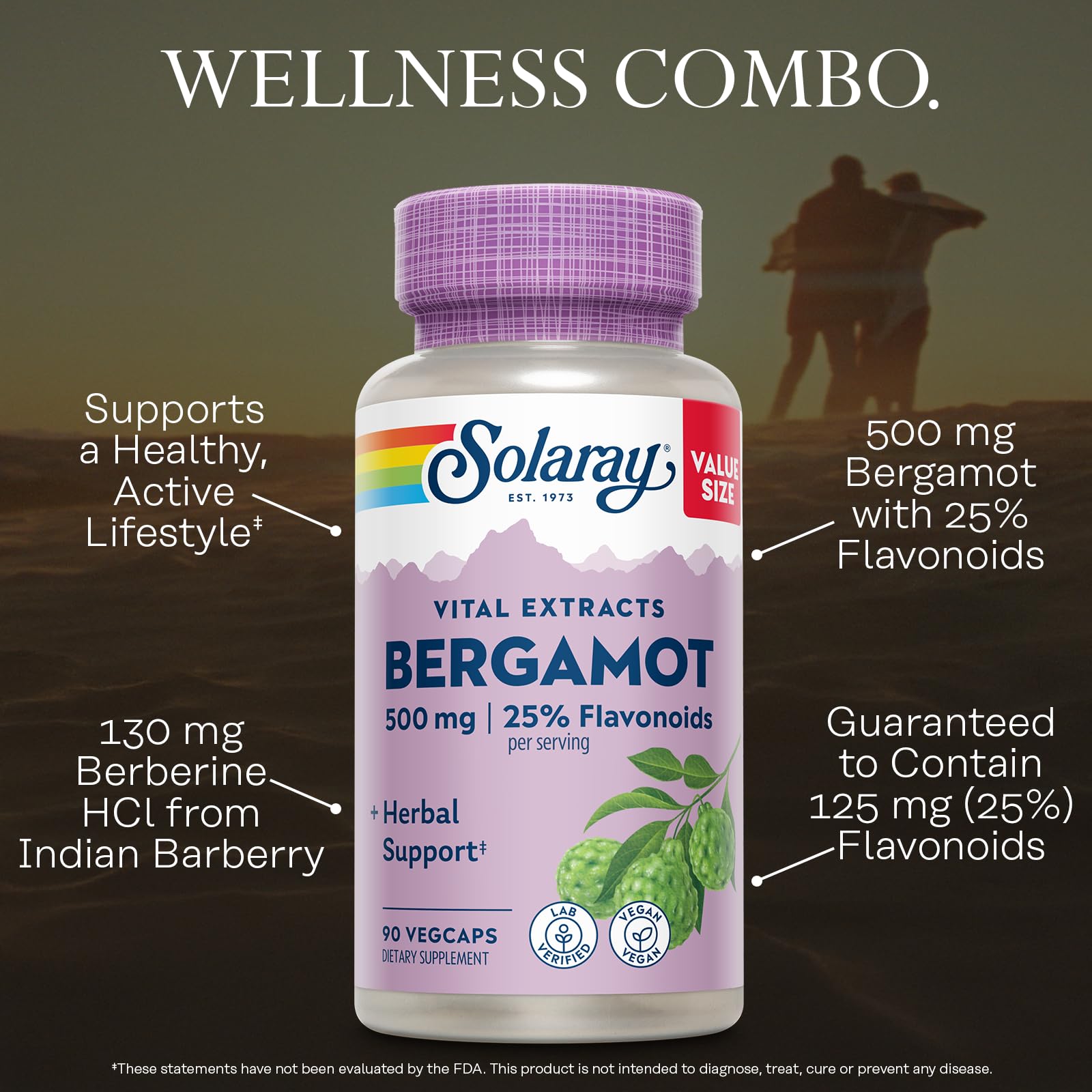 SOLARAY Berberine HCl capsules highlight high-quality extract for daily wellness.