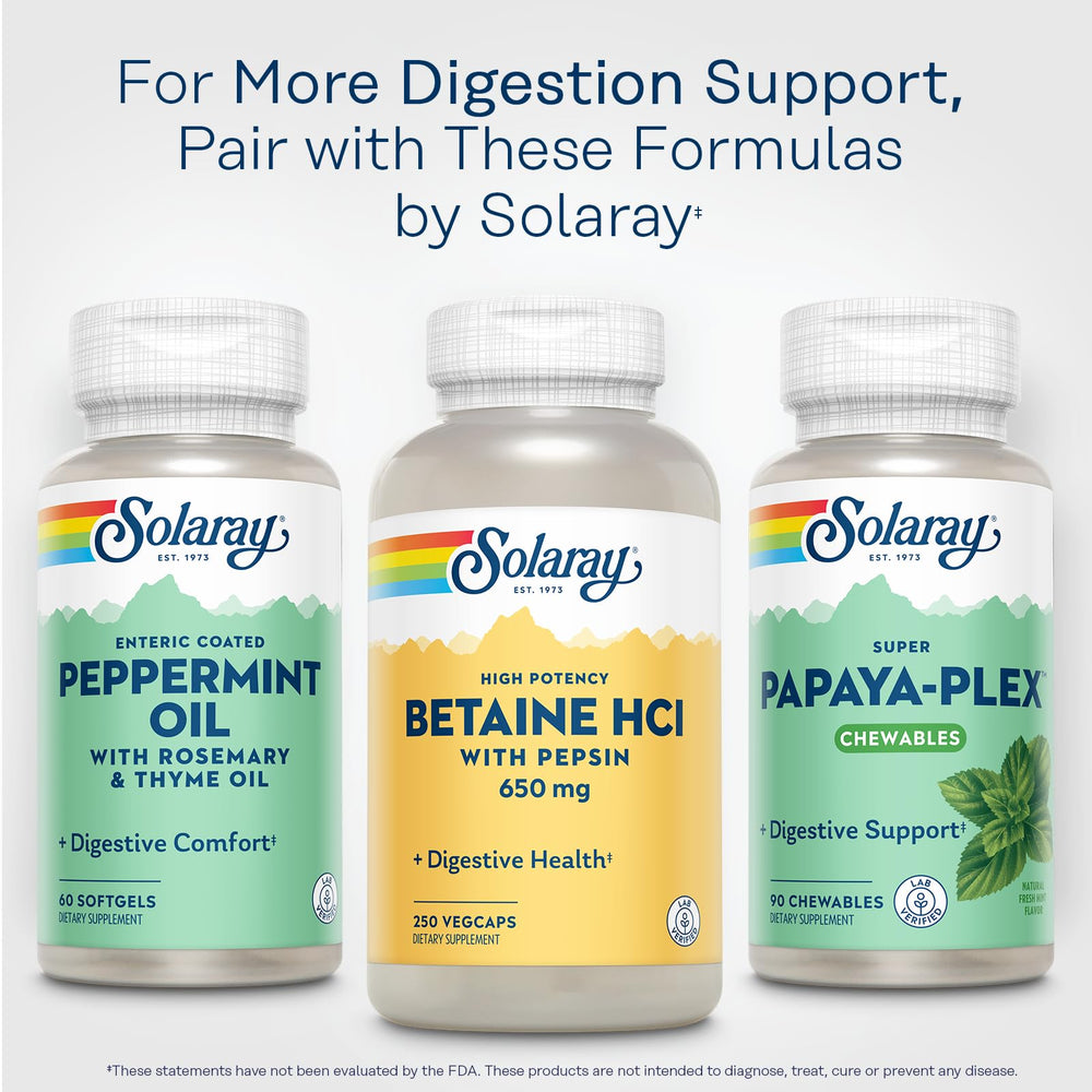 SOLARAY Betaine HCL with Pepsin serving bottle on kitchen counter