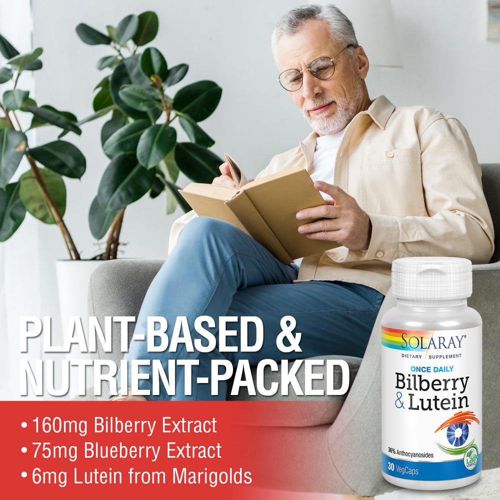 SOLARAY bilberry and lutein label highlighting eye support
