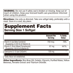 SOLARAY CoQ-10 capsules next to bottle emphasizing 60-count daily use.