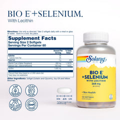 Solaray Bio E with Selenium bottle back shows nutritional details for informed choice.