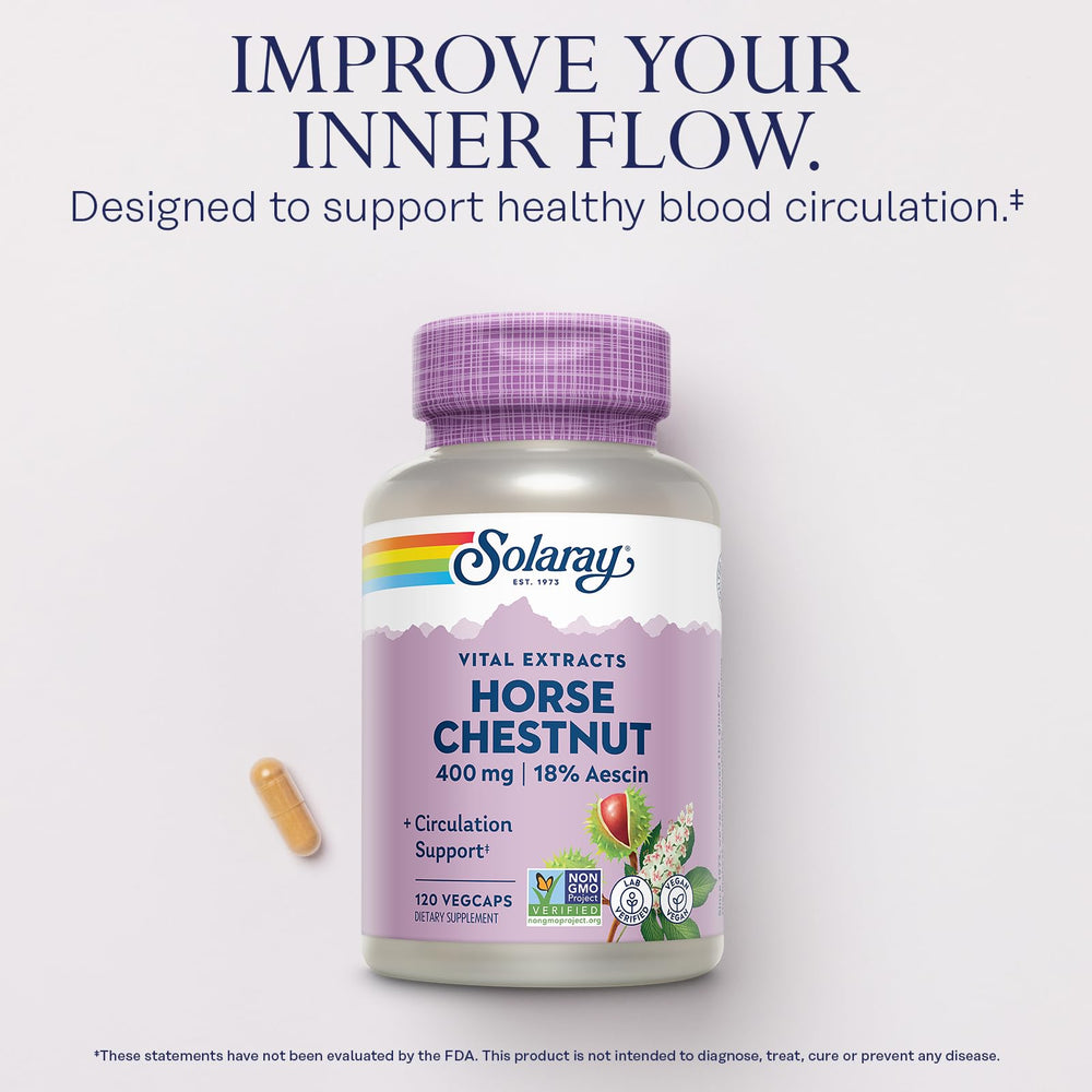 SOLARAY butcher's broom 55 mg capsules highlighting supportive blood flow and circulation