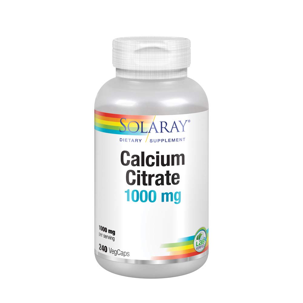 SOLARAY Calcium Citrate 1000 mg VegCaps bottle front view for bone support
