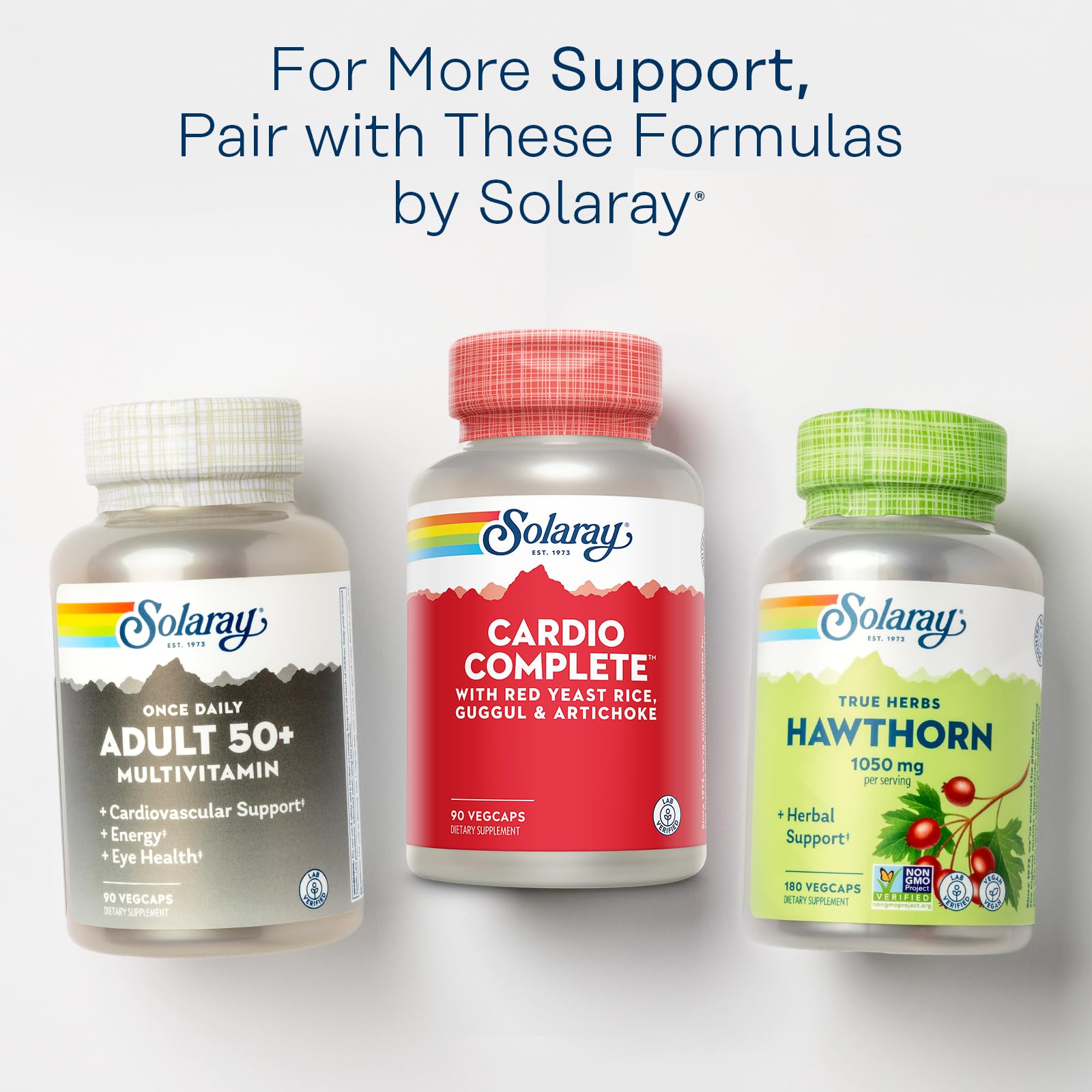 SOLARAY Cardio Complete eco-packaging, highlighting recycled bottles and sustainable practices