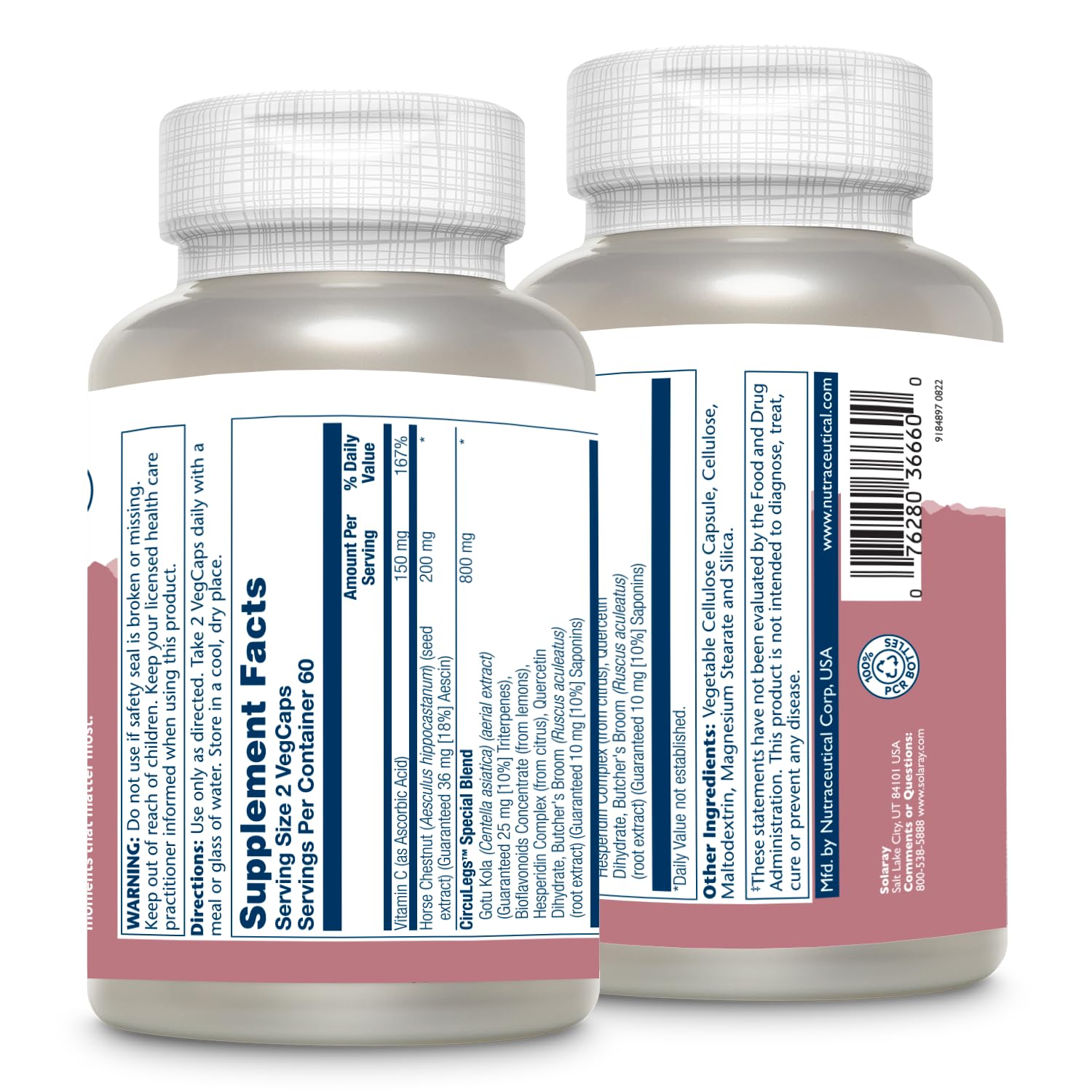 SOLARAY CircuLegs capsules with Gotu Kola for daily vascular wellness