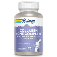 SOLARAY Collagen Bone Complete bottle on shelf supports overall bone health.