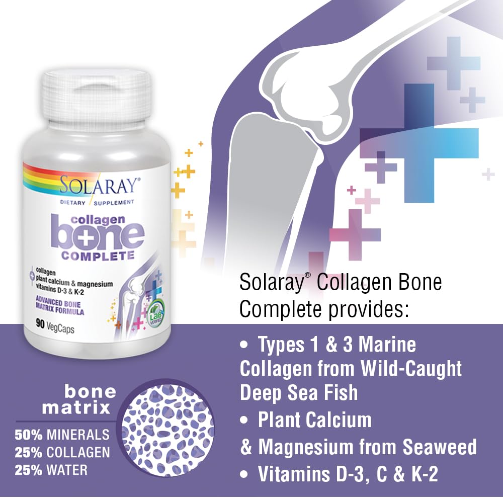 SOLARAY Collagen Bone Complete ingredient panel details calcium and magnesium.