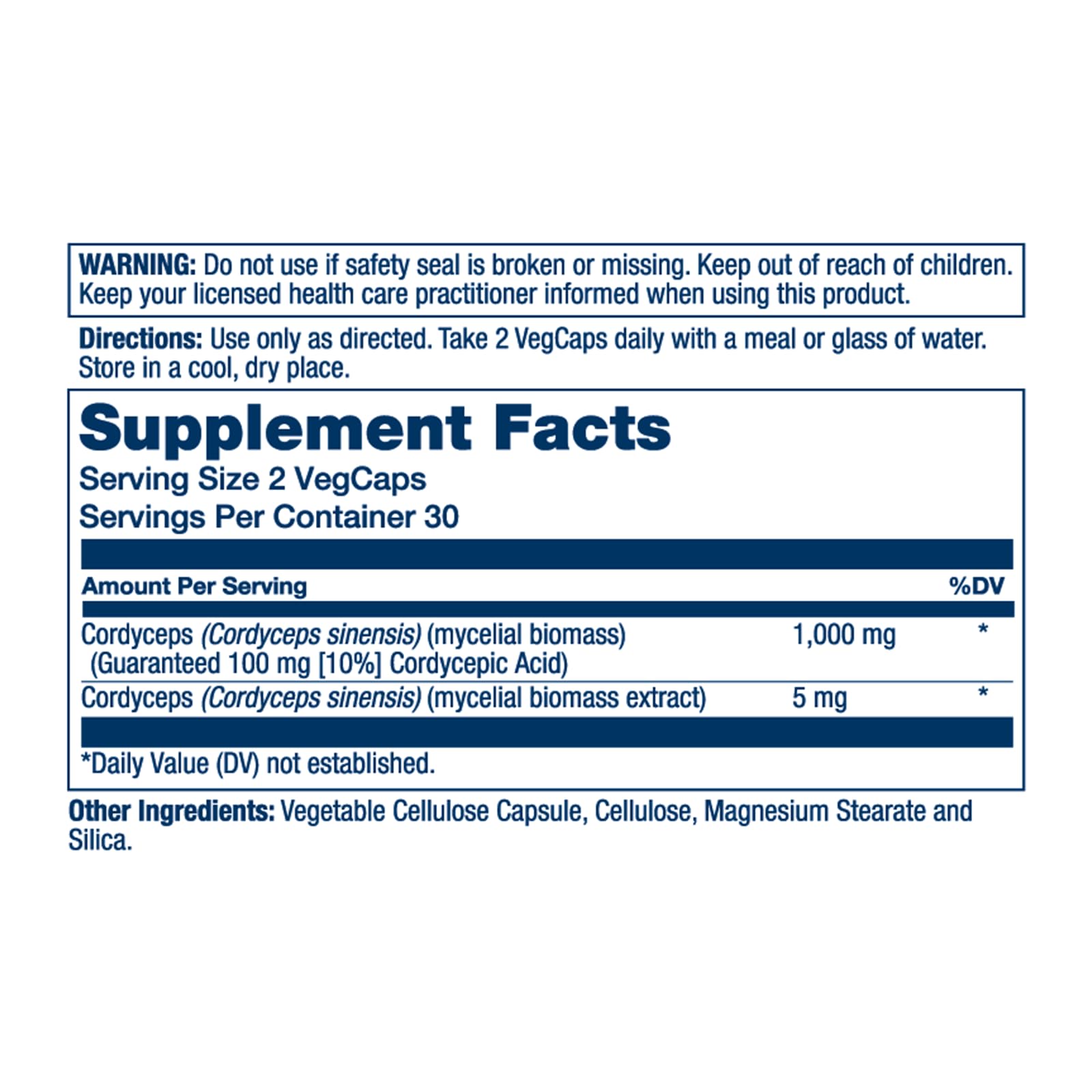 SOLARAY cordyceps capsules close-up highlights vegan, non-GMO quality.