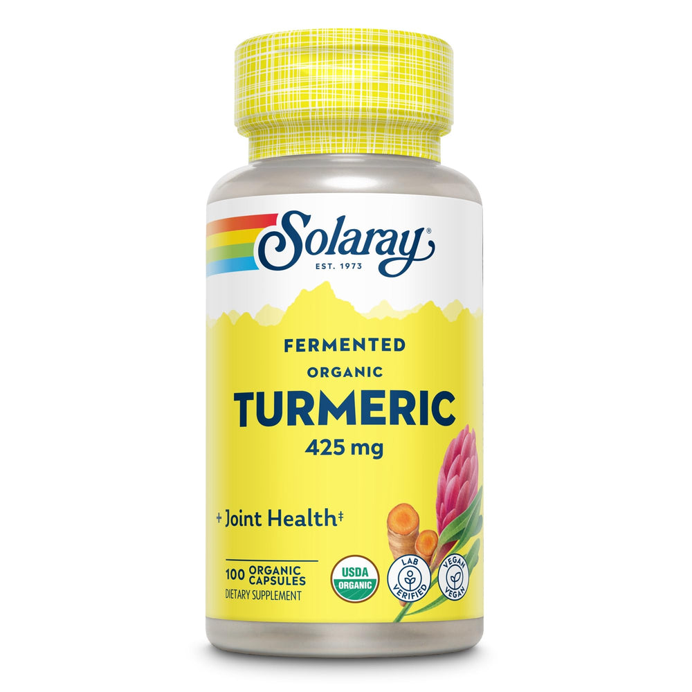 SOLARAY Cúrcuma Fermentada, etiqueta frontal visible.