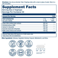 SOLARAY DIM capsules close-up highlighting zinc and quercetin for immune support.