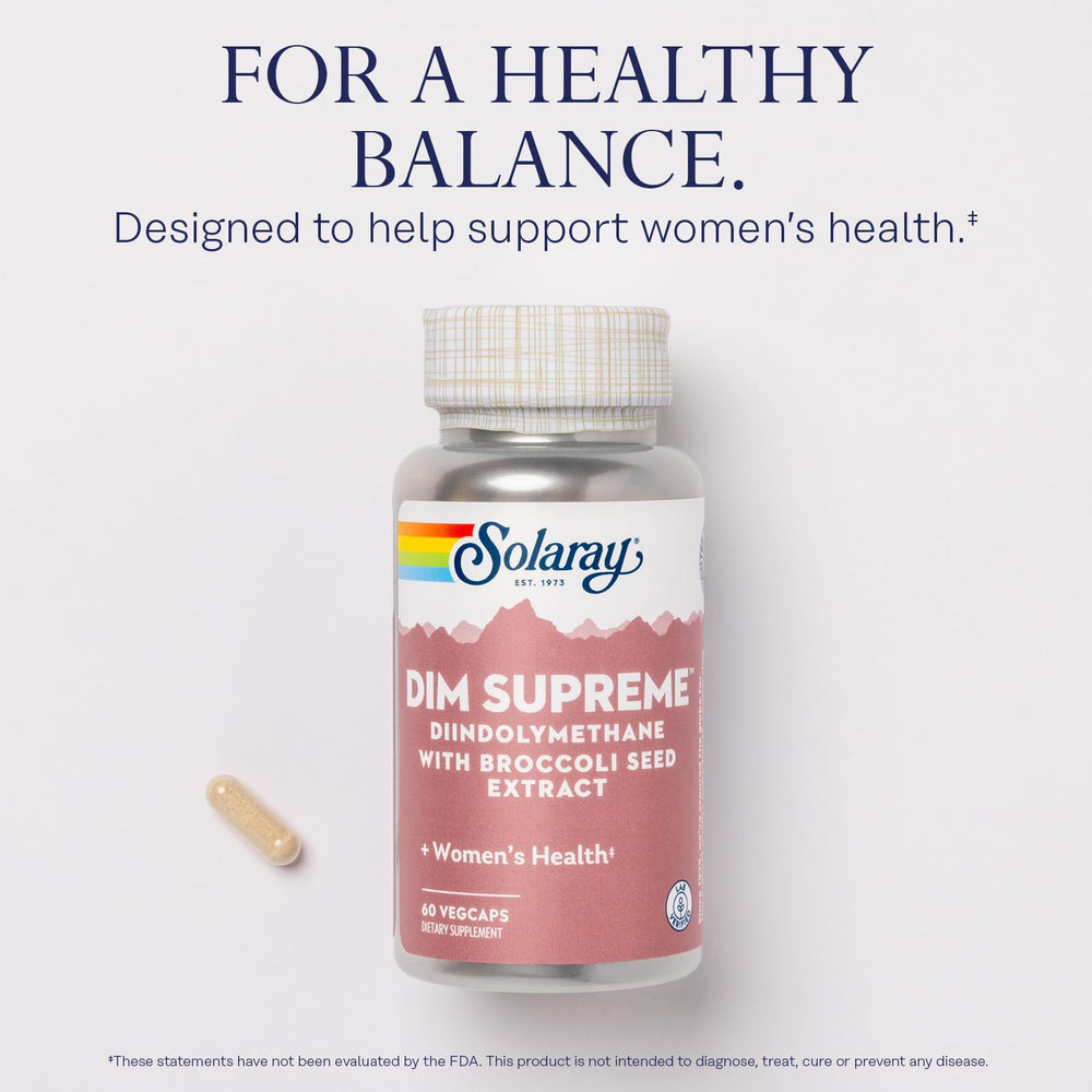 SOLARAY DIM Supreme bioflavonoids capsule image highlights antioxidant blend.