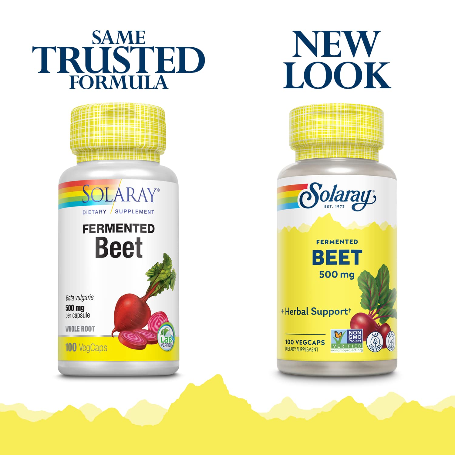 SOLARAY fermented beet root extract bottle back highlighting vegan non-GMO features