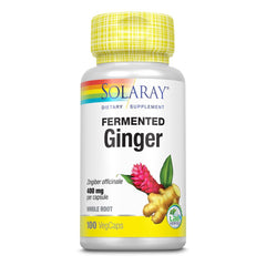 SOLARAY Fermented Ginger Root 400 mg capsules shown for digestive support