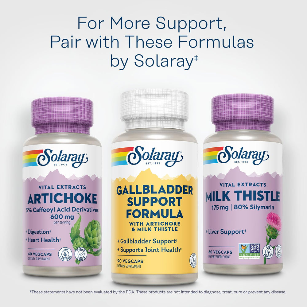 SOLARAY Gallbladder Support packaging features 90 veggie capsules