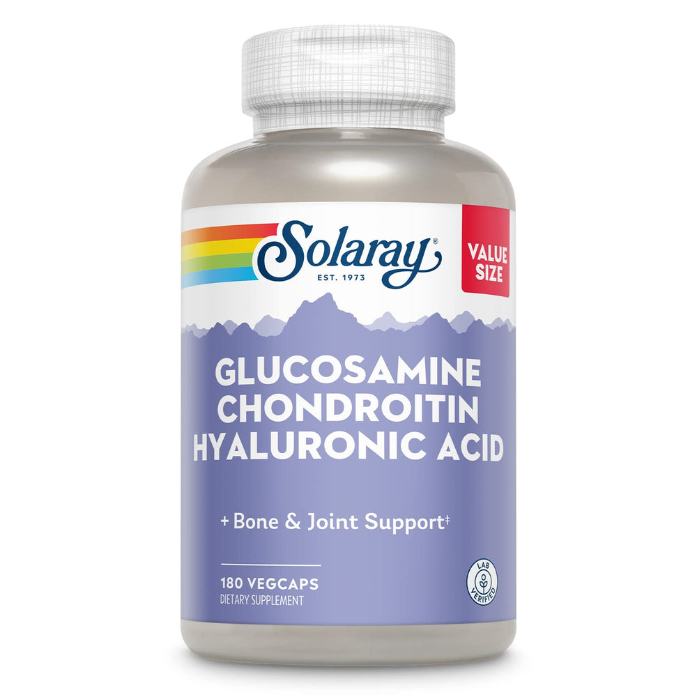 SOLARAY Glucosamine Chondroitin Hyaluronic bottle front highlighting joint support