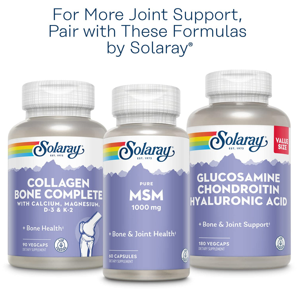 SOLARAY nutrition facts panel emphasizes potency and purity verification