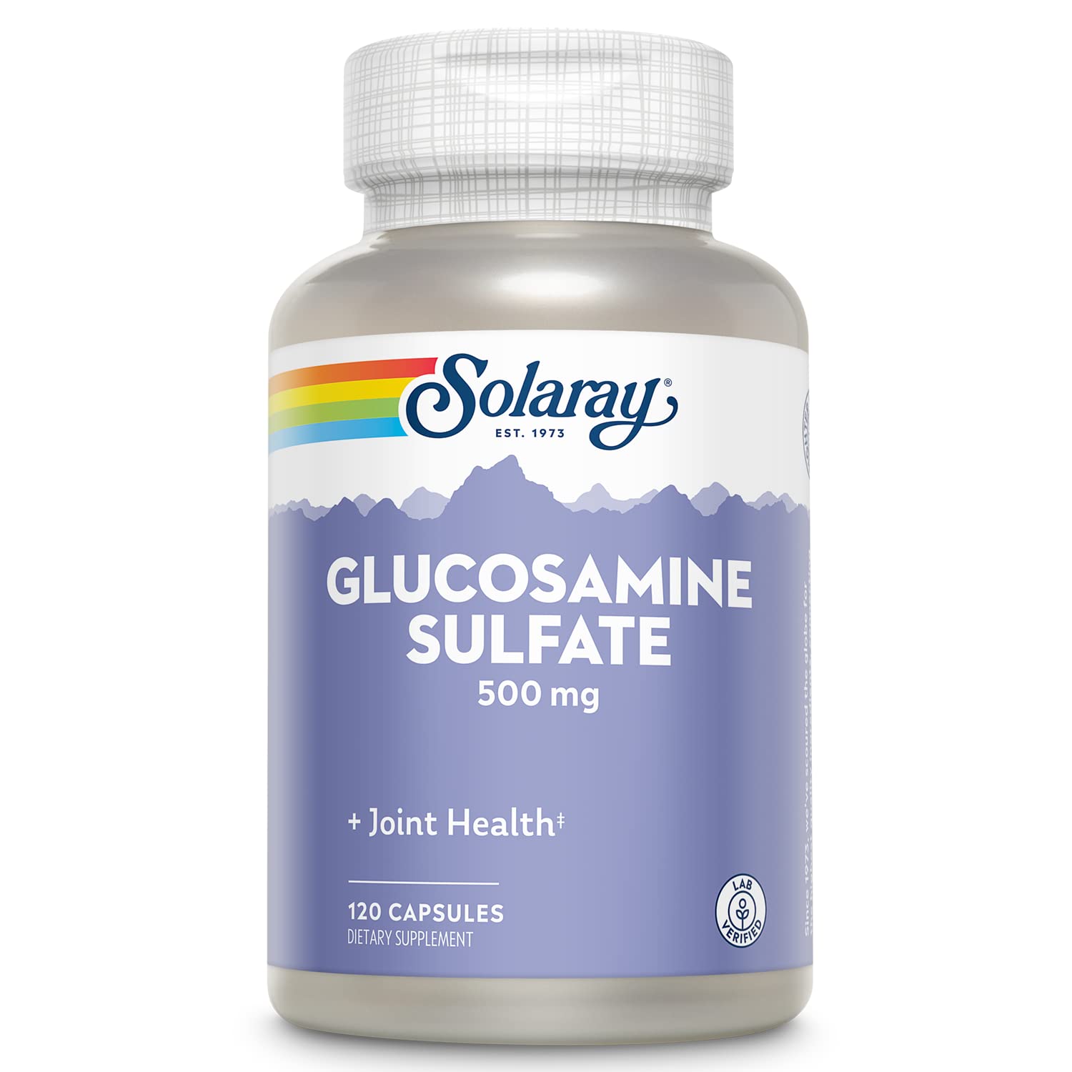 SOLARAY glucosamine sulfate bottle label close-up highlighting product and potency