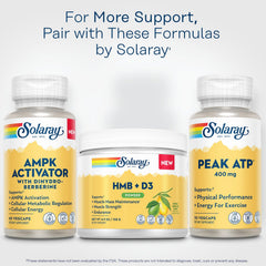 SOLARAY HMB Plus D3 eco bottle emphasizing sustainable packaging and quality ingredients