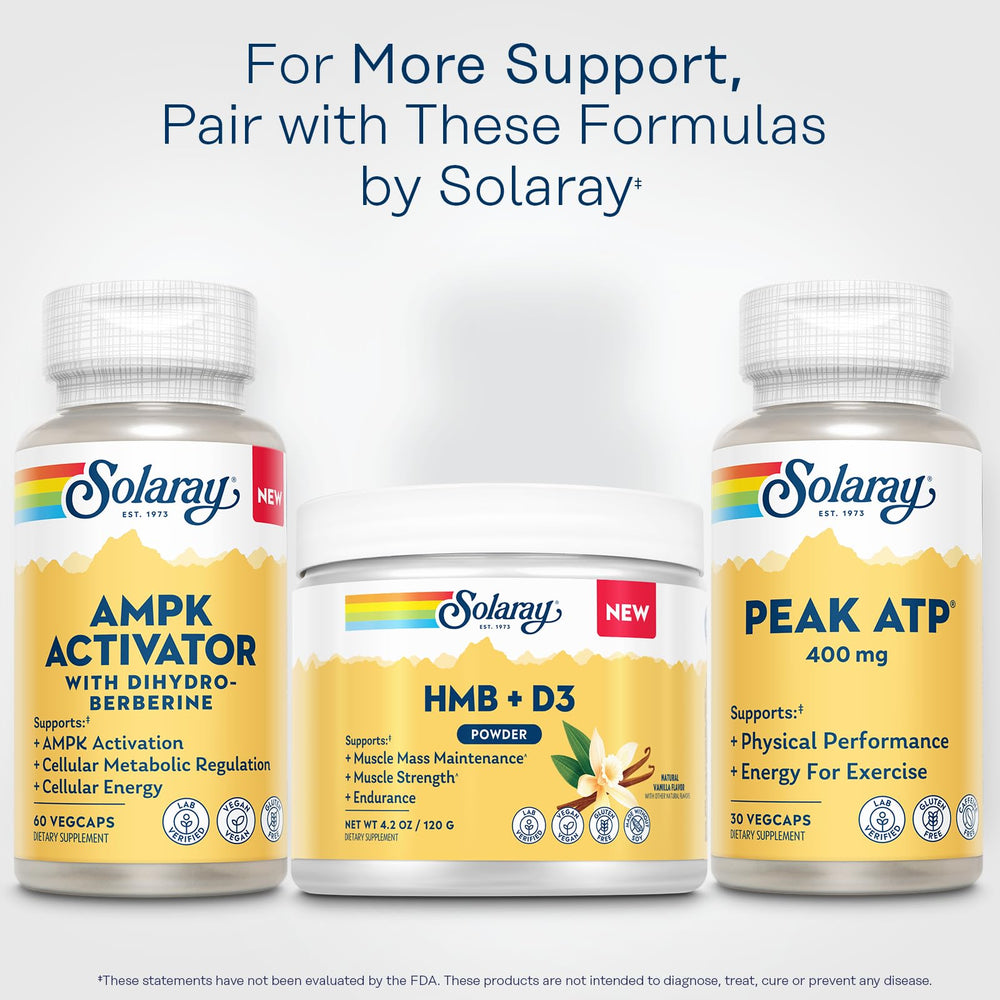SOLARAY HMB Plus D3 vanilla bottle with measuring cup ready