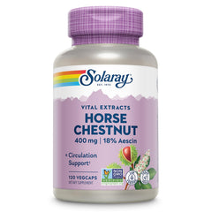 SOLARAY horse chestnut extract 400 mg bottle close-up showing aescin potency for vein support