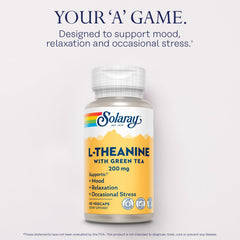 Green tea leaf image with SOLARAY label highlights natural ingredients and wellness potential