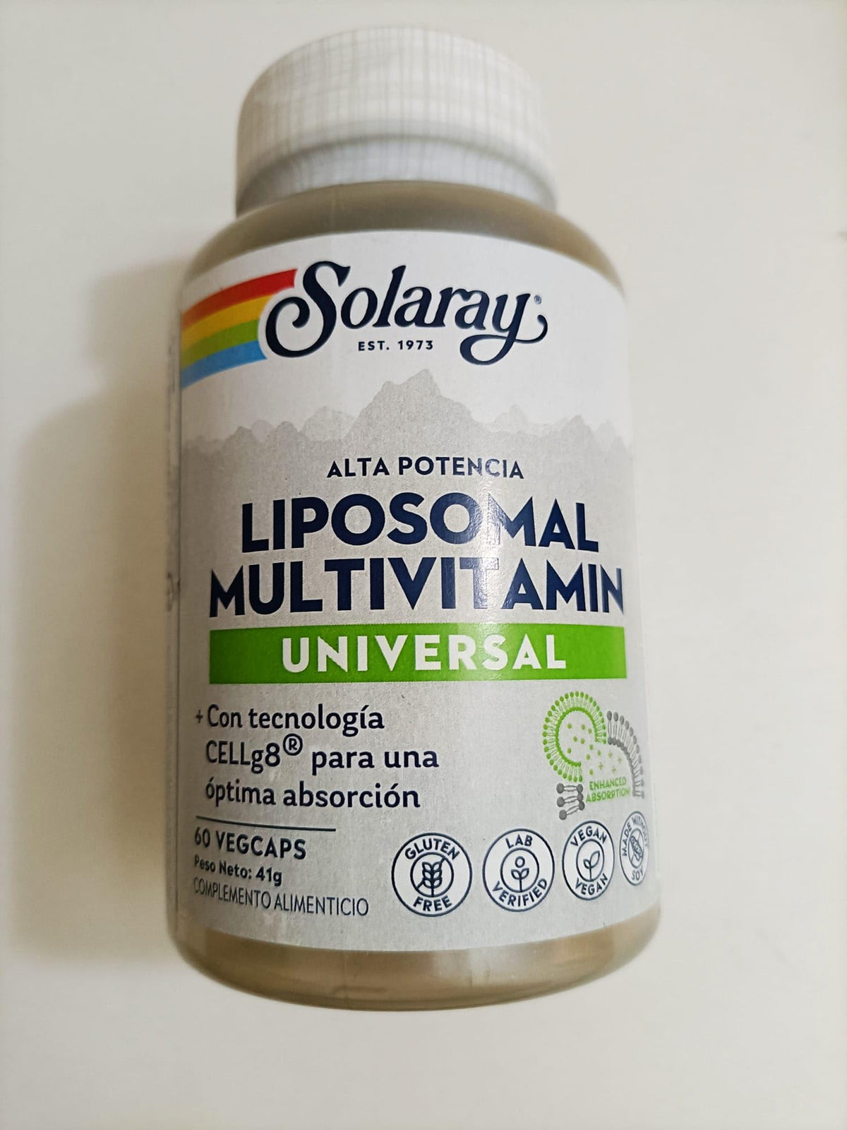 SOLARAY Liposomal Multivitamin bottle front for convenient daily wellness support.