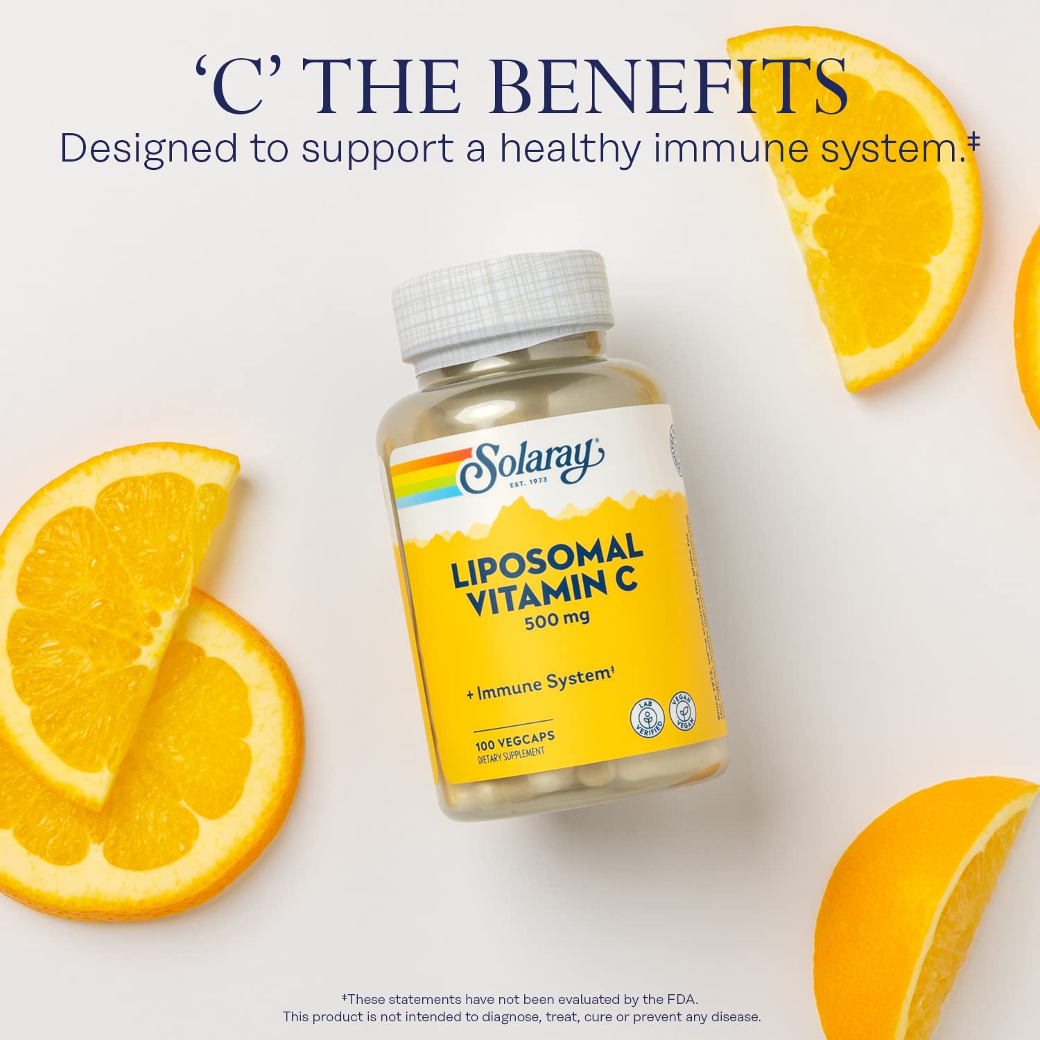 SOLARAY Liposomal Vitamin C 500mg liposome blend close-up indicating enhanced absorption