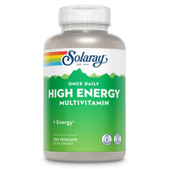 Solaray Once Daily High Energy Multivitamin bottle highlighting convenient daily vitality support.
