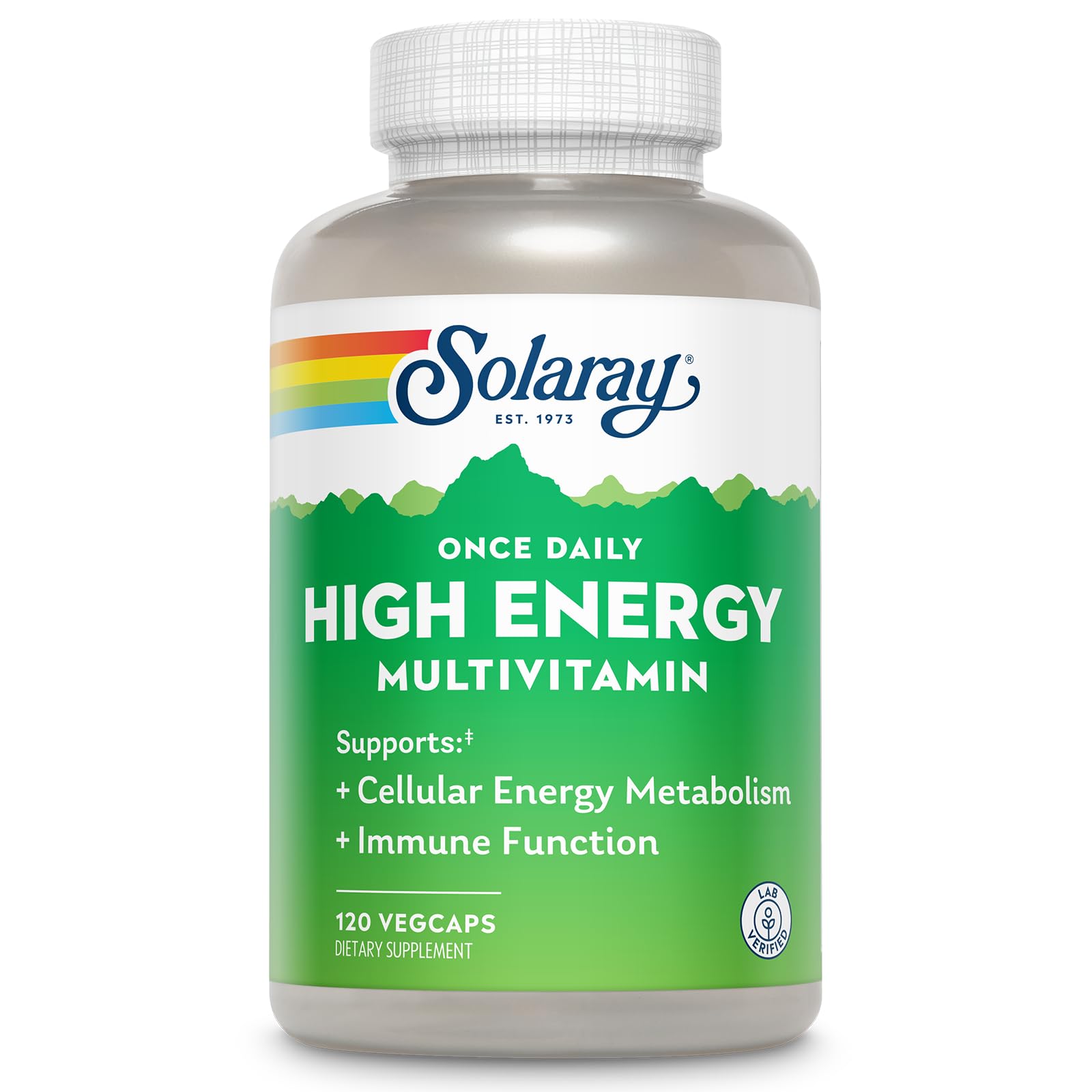 SOLARAY Once Daily multivitamin bottle supports daily energy and wellness.