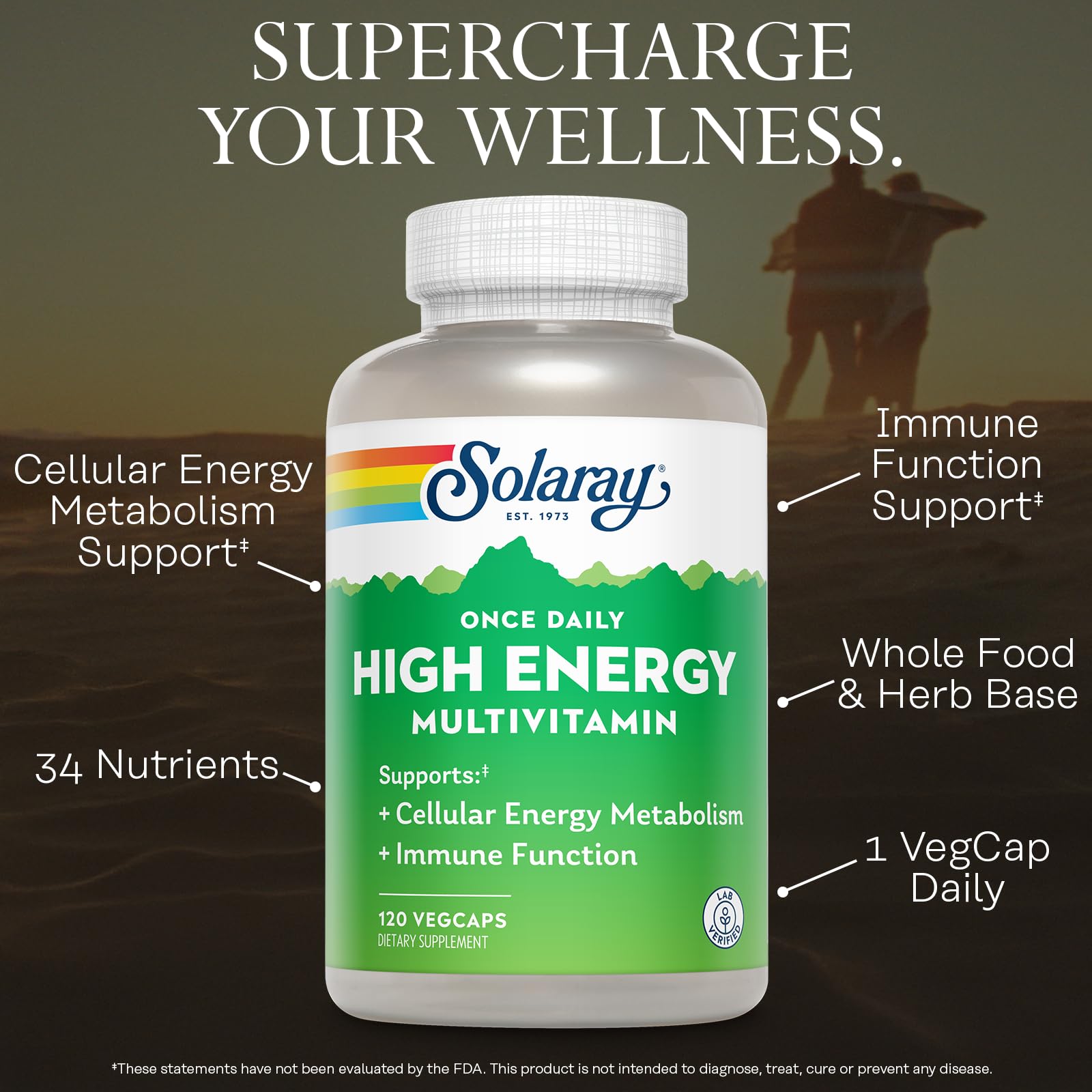 SOLARAY label view shows 34 nutrients and ingredients in the bottle.
