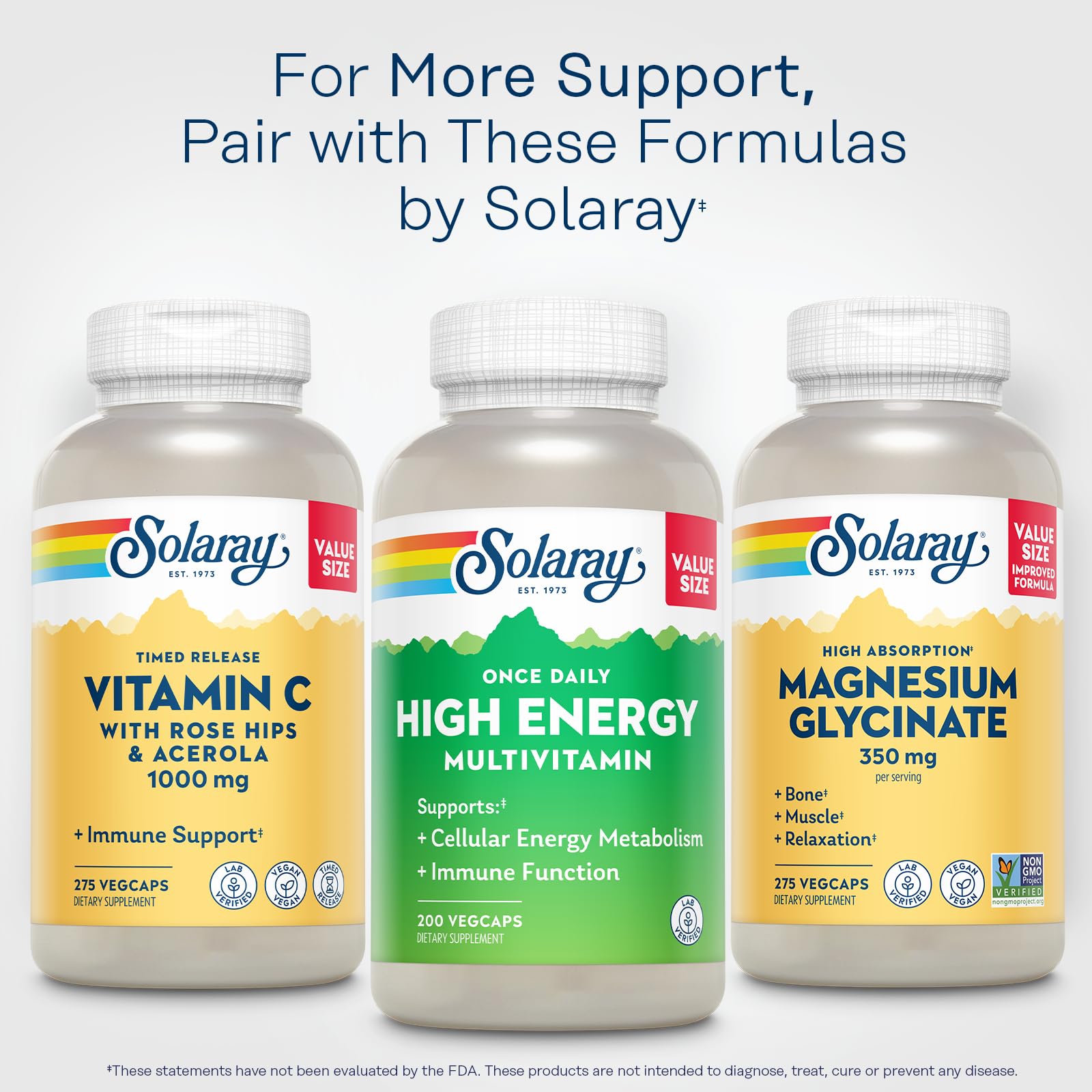 SOLARAY multivitamin on shelf illustrating daily energy and immune support