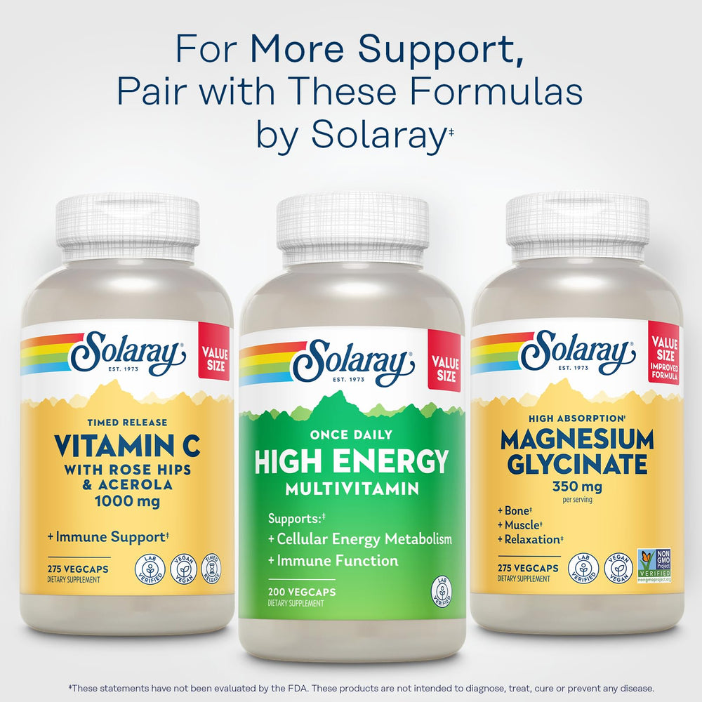 SOLARAY multivitamin on shelf illustrating daily energy and immune support