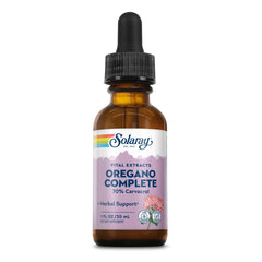 SOLARAY oregano leaf extract drops with a precise dropper for easy dosing.