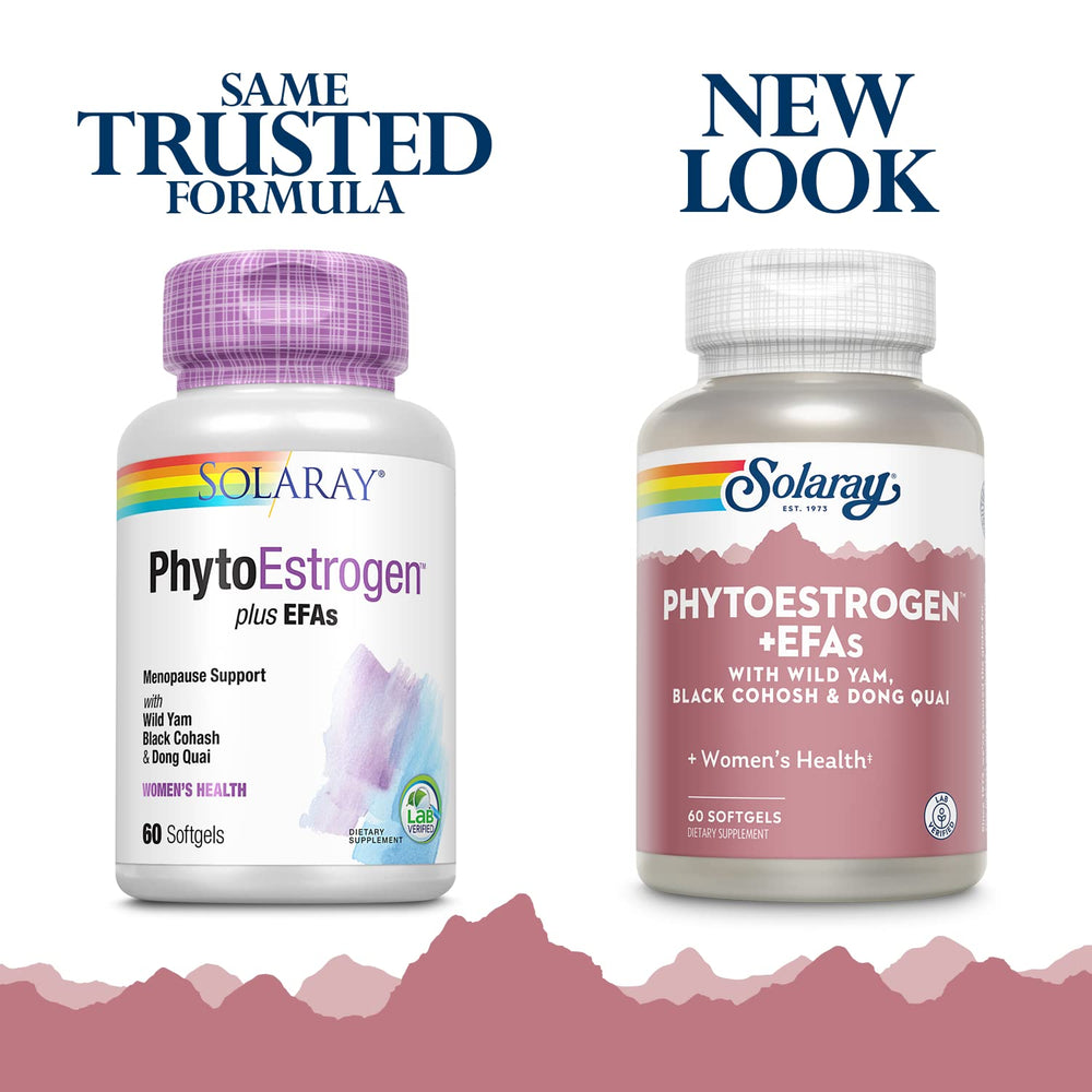 SOLARAY PhytoEstrogen Plus EFAs capsules for daily use may ease menstrual comfort.
