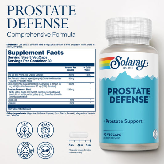 Solaray Prostate Defense capsules in a compact daily option for men