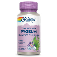 SOLARAY Pygeum Bark Extract bottle highlighting prostate support potential for daily wellness.