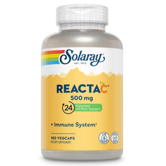 Solaray Reacta-C Vitamin C 500mg bottle showcasing bioflavonoids for daily immune support.