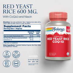 SOLARAY Red Yeast Rice Plus CoQ10 capsules highlight antioxidant support.