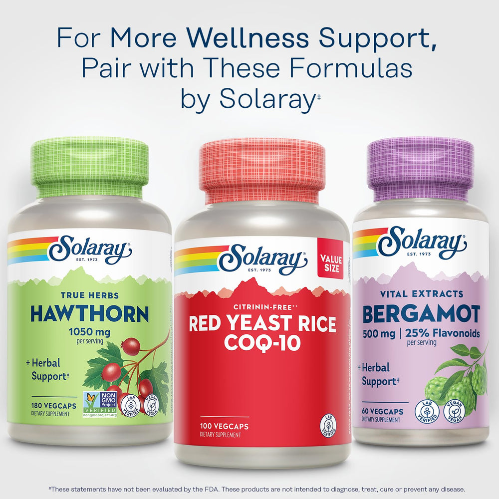 SOLARAY Red Yeast Rice Plus CoQ10 facility image signals GMP-tested quality.