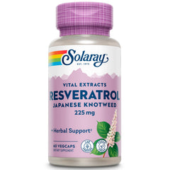 SOLARAY Resveratrol 225mg VCaps bottle front for everyday wellness support.