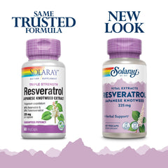 SOLARAY Resveratrol 225mg VCaps label closeup reveals purity and potency.