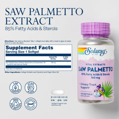 SOLARAY Saw Palmetto bottle label shows potency and ingredients