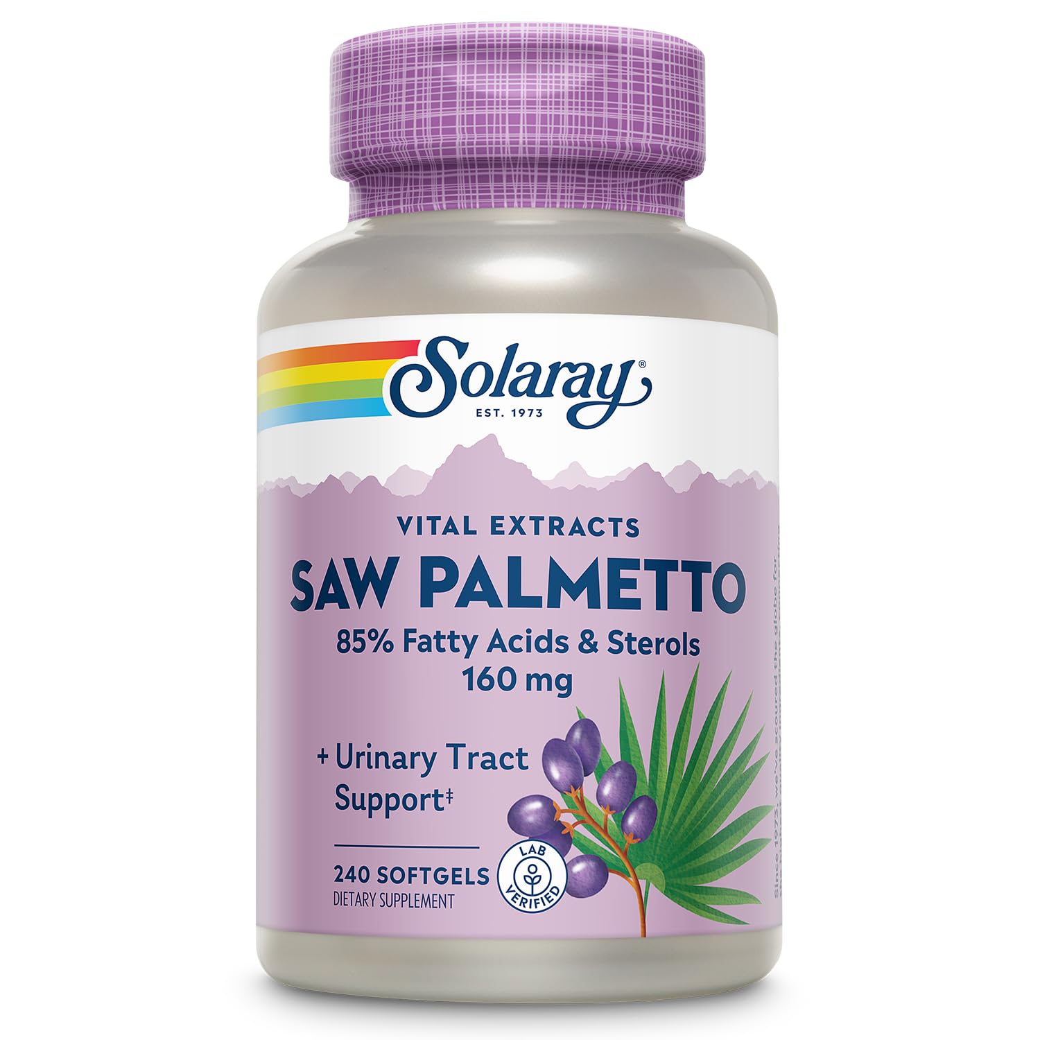 SOLARAY Saw Palmetto Extract bottle front for daily urinary support