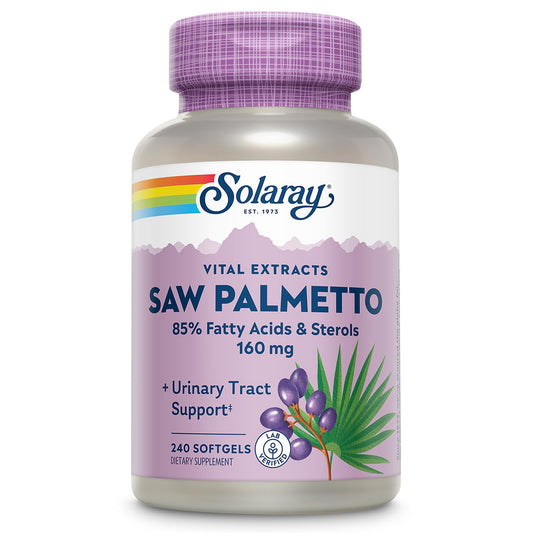 SOLARAY Saw Palmetto Extract bottle front for daily urinary support