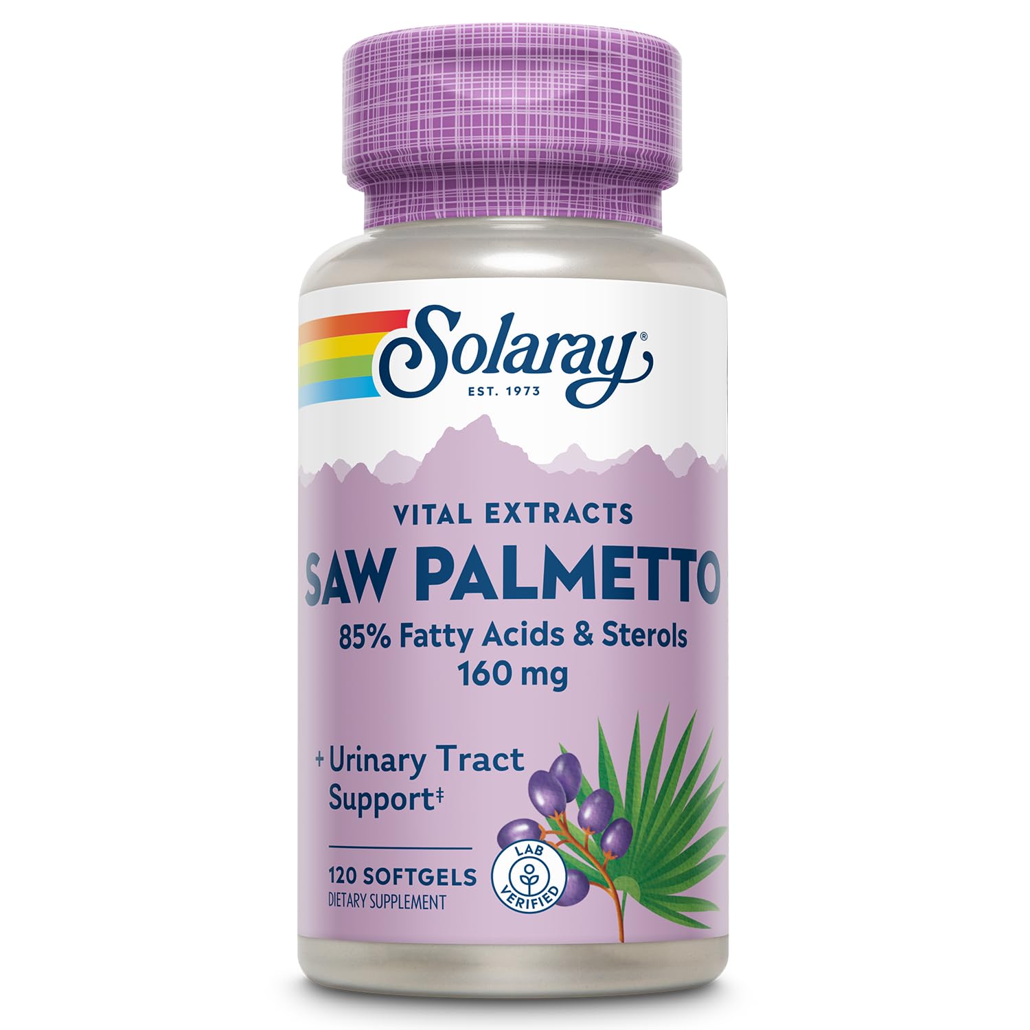 SOLARAY Saw Palmetto softgel bottle for daily prostate support