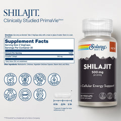SOLARAY Shilajit capsules pack for easy daily energy support.