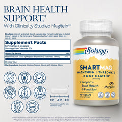 SOLARAY SmartMag capsules ready to swallow for convenient daily brain support.