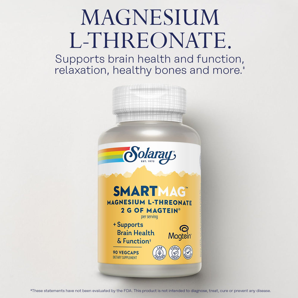 SOLARAY SmartMag Magtein label highlights magnesium threonate per serving.