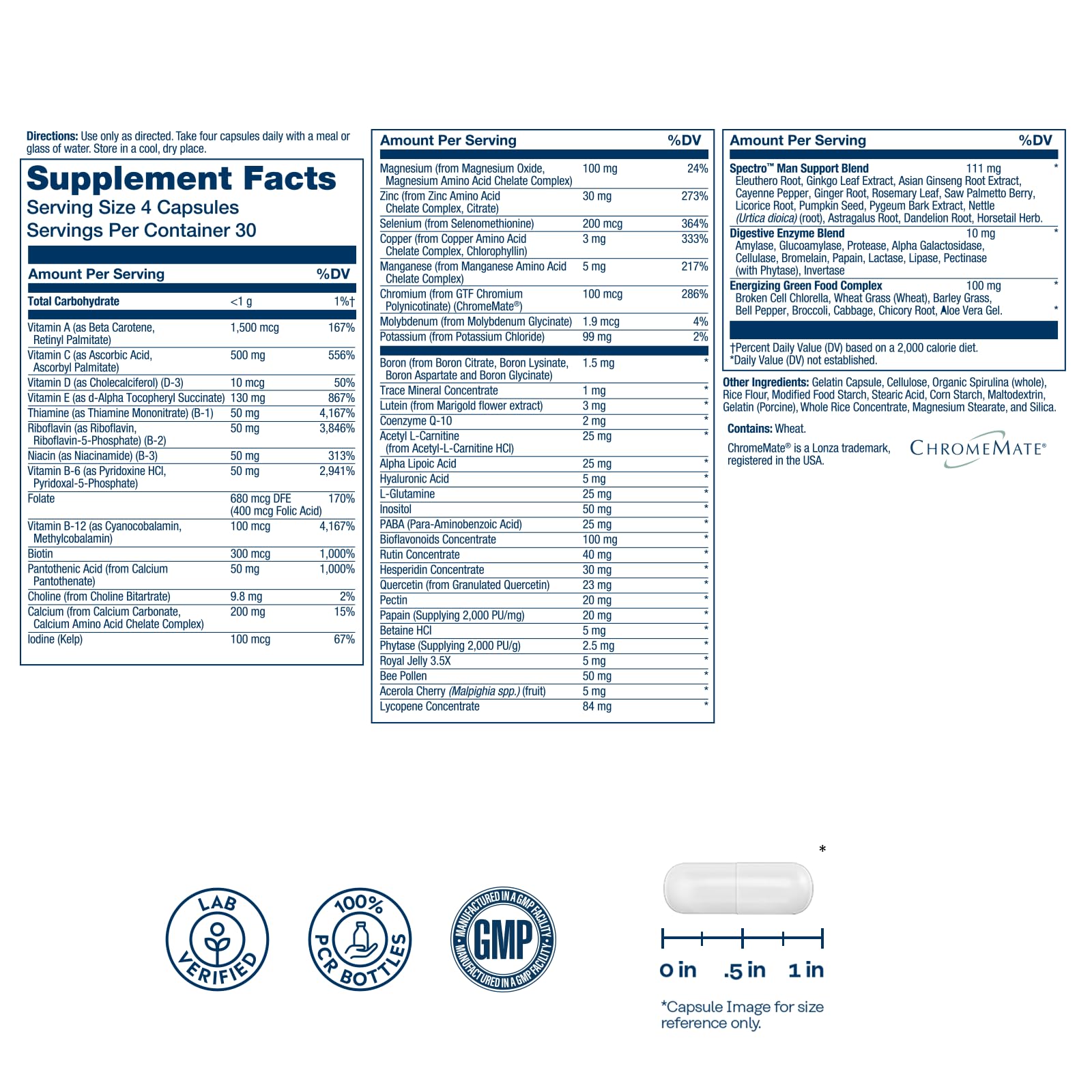 SOLARAY Spectro bottle back label with 60-day guarantee and quality testing.